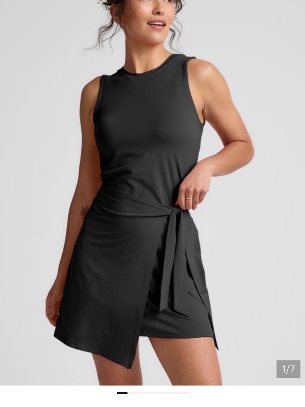 Beyond Yoga Black Sleeveless Mini Dress with Side Tie - Size XL